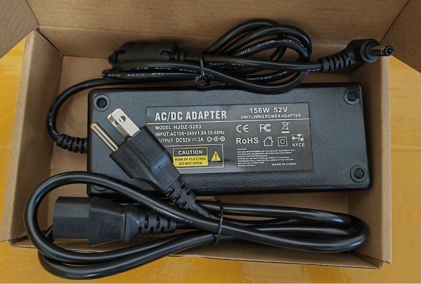 NEW 52V 3A Power Supply Adapter,AC 100V-240V to DC 52V 3A 156W Switching Charger 5.5mm*2.5mm Plug Transforme